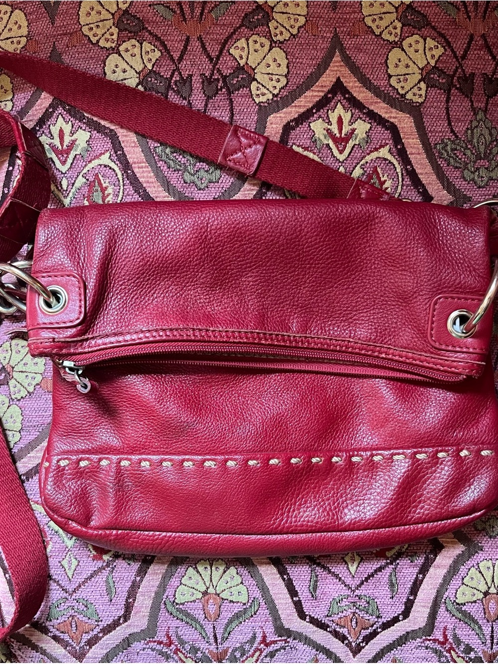 The Sak Red Leather Crossbody Bag - Women's Shoulder Bag